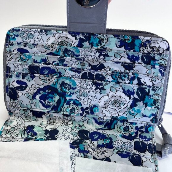 Vera Bradley Women's Performance Nylon Turnlock Wallet  in Gray RFID Protection - Picture 7 of 10